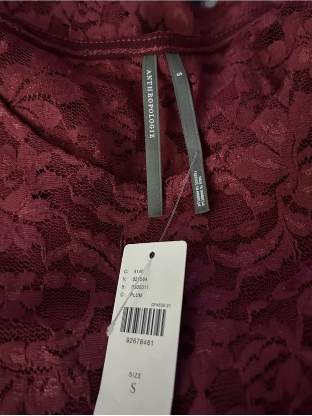 Anthropologie Rose Lace Long-Sleeve Tee
